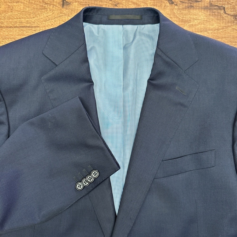 Tailored Dormeuil Exel Mens US 46* Navy Wool‎ Blazer Luxury Professional Career